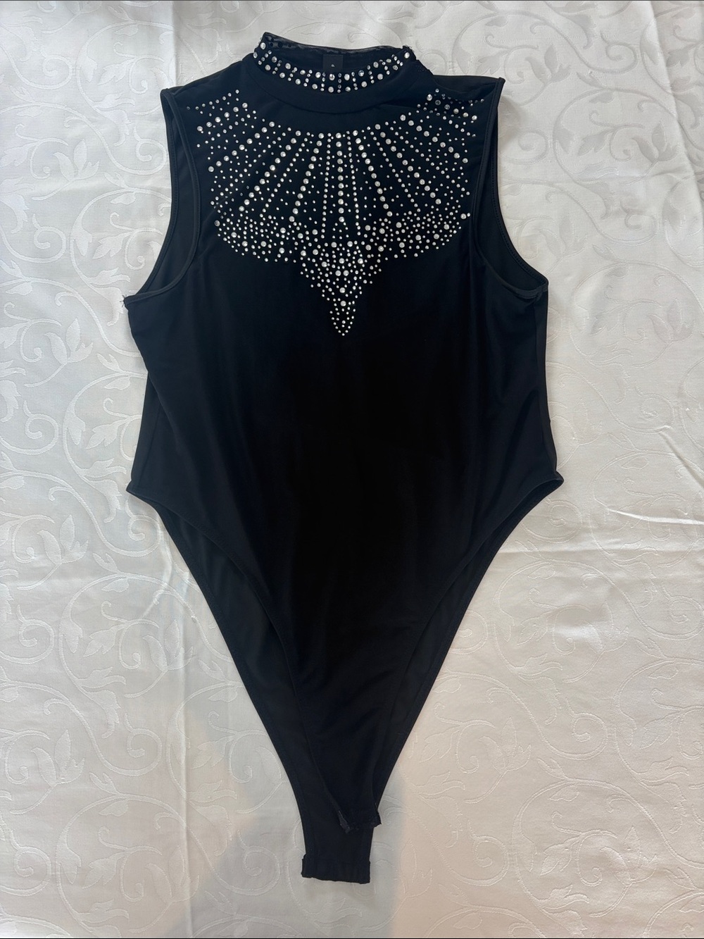 Black Girls' Rhinestone-Detail High-Neck One-Piece